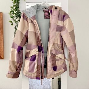 Billabong Plaid Ski Snowboarding Jacket Hoodie Size Small
